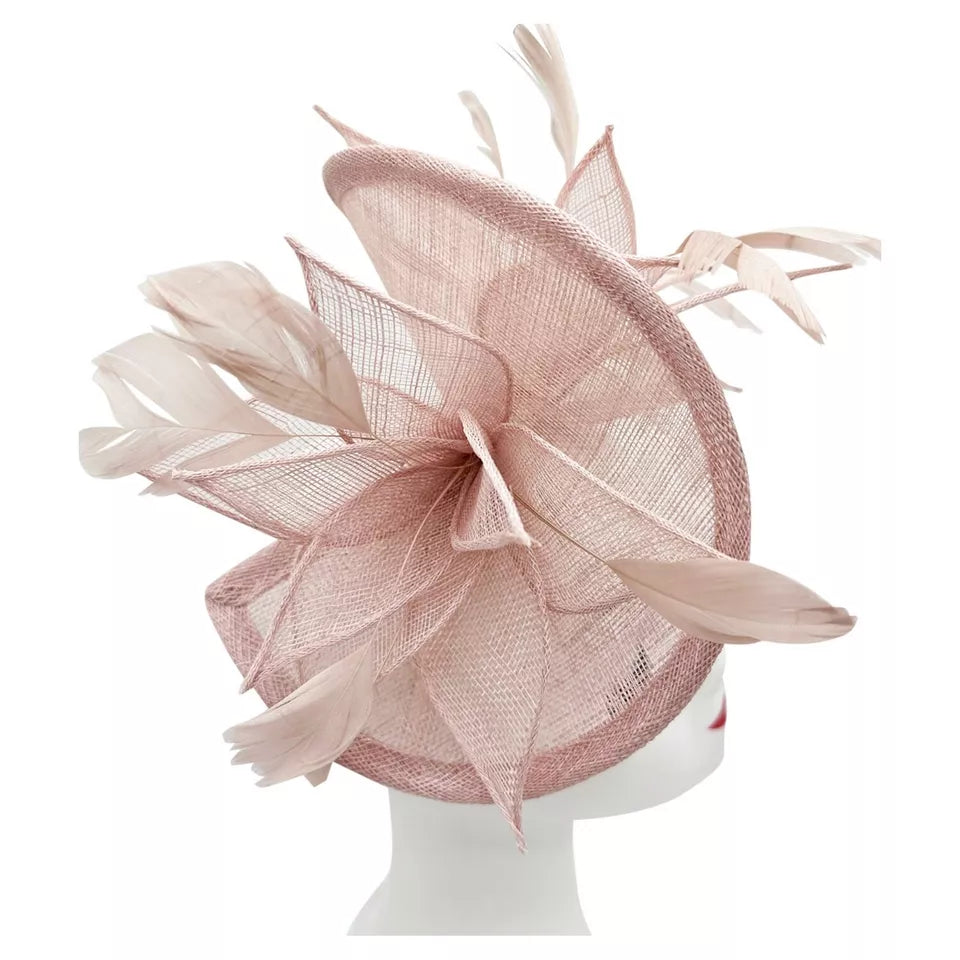 Sinamay Fascinator Wedding Hat Flowers Feathers Headband & Clip Headpiece Races