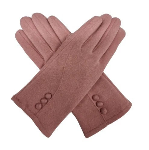 Women's Winter Fashion Gloves Cashmere Blend Warm Soft Comfy Lined Thermal Buttons Gloves