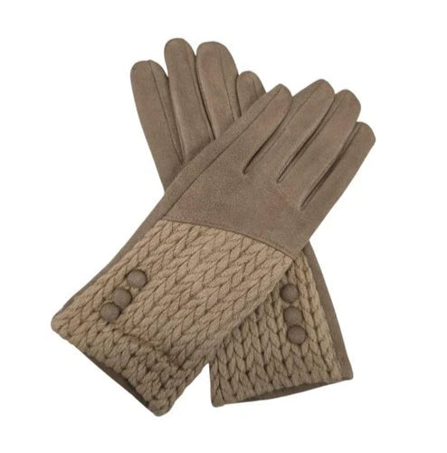 Women's Winter Gloves Buttons Pattern Cashmere Blend Soft Cozy Warm Ladies Fashion Gloves