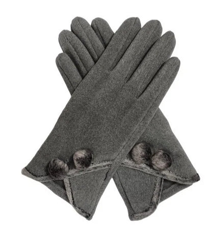 Women's Fashion Gloves Suede Fur Pom Pom Ladies Gloves Thermal Winter Warm Soft Fleece