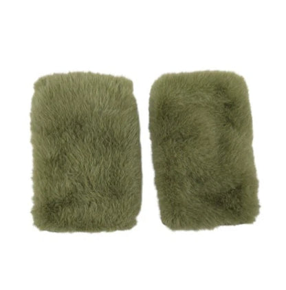 Women's Winter Fingerless Faux Suede Fur Gloves Mittens Soft Warm Fleece Lined UK