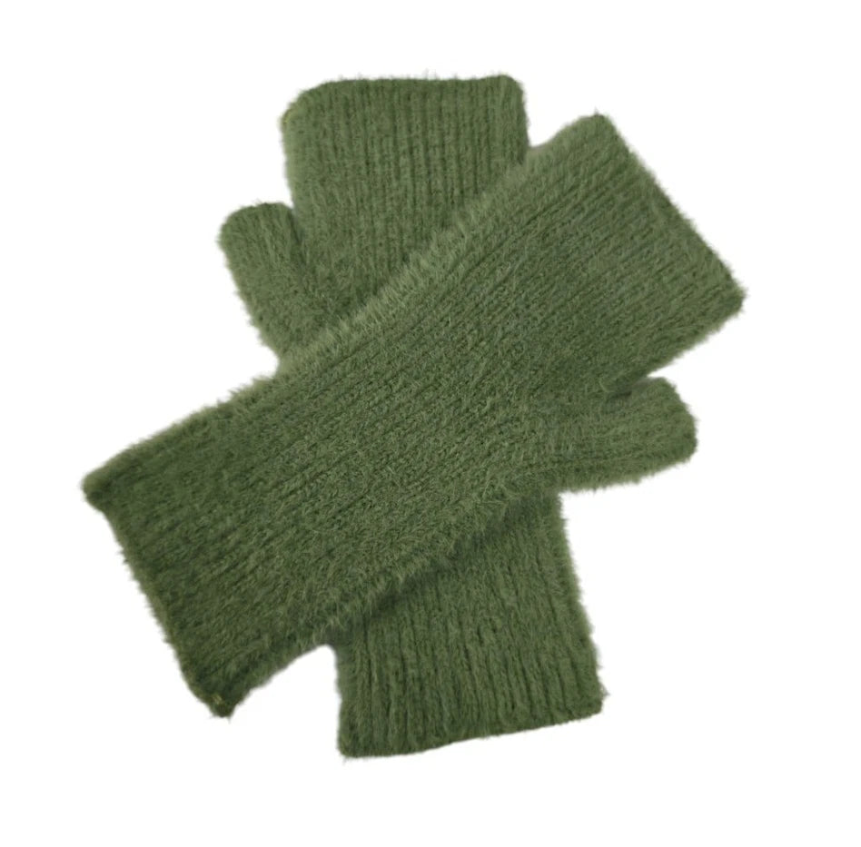 Unisex Women's Cashmere Blend Knitted Fingerless Gloves Winter Soft Wrist Warmers Gloves