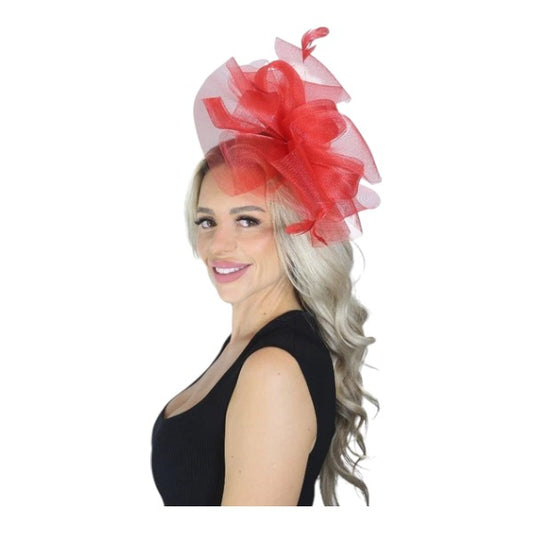 Large Wedding Fascinator Headband & Hair Clip Mesh Net Hat Royal Ascot Races UK