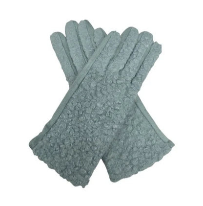 Women's Fashion Gloves Plain Grassy Pattern Soft Warm Winter Gloves Touchscreen