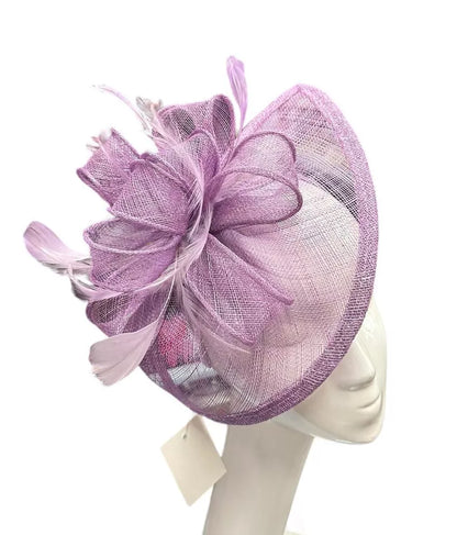 Sinamay Bow and Feather Teardrop Fascinator Headband & Clip Wedding Hat Race Royal Ascot Party