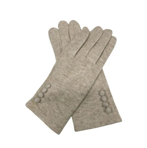 Women Winter Fashion Gloves Buttons Cashmere Blend Ladies Soft Cozy Warm Gloves