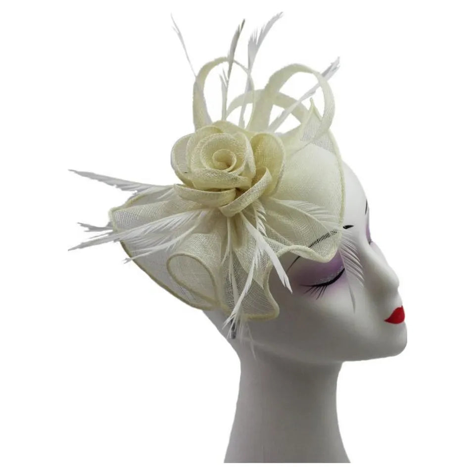 Sinamay Flower Fascinator Headband Clip Teardrop Wedding Hat Races Royal Ascot