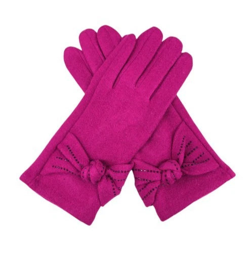 Women Winter Gloves Soft Cosy Thermal Warm Fleece Ladies Bow Gloves Touch Screen