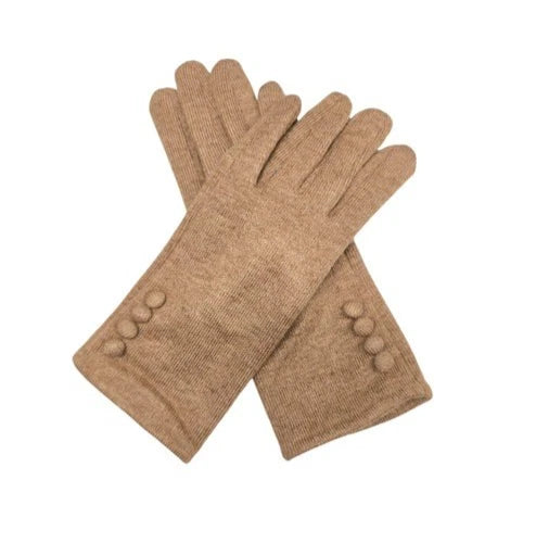 Women Winter Fashion Gloves Buttons Cashmere Blend Ladies Soft Cozy Warm Gloves