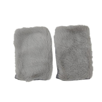 Women's Winter Fingerless Faux Suede Fur Gloves Mittens Soft Warm Fleece Lined UK