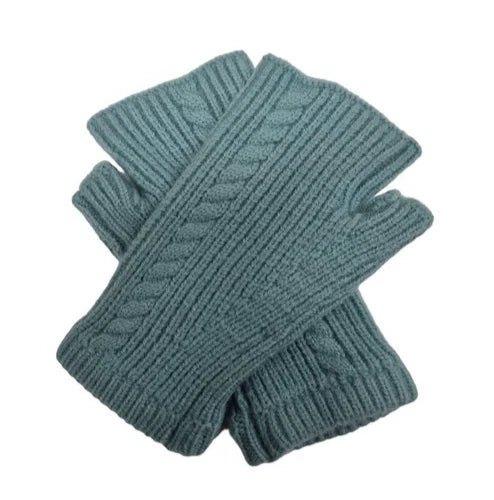 Women's Half Finger/Fingerless Gloves Cashmere Blend Cable Knit Winter Wool Gloves Mittens