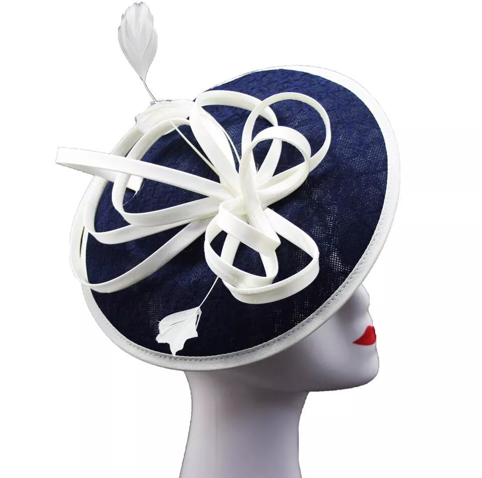 Satin Loops Hatinator Wedding Fascinator Headband Clip Circle Hat Races Royal Ascot