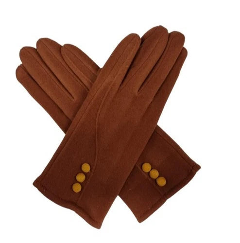 Women's Winter Fashion Gloves Cashmere Blend Warm Soft Comfy Lined Thermal Buttons Gloves