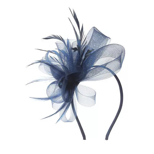 Looped Mesh Flower Feathers Pearl Fascinator Headband Alice band Wedding Ladies Day Royal Ascot Race