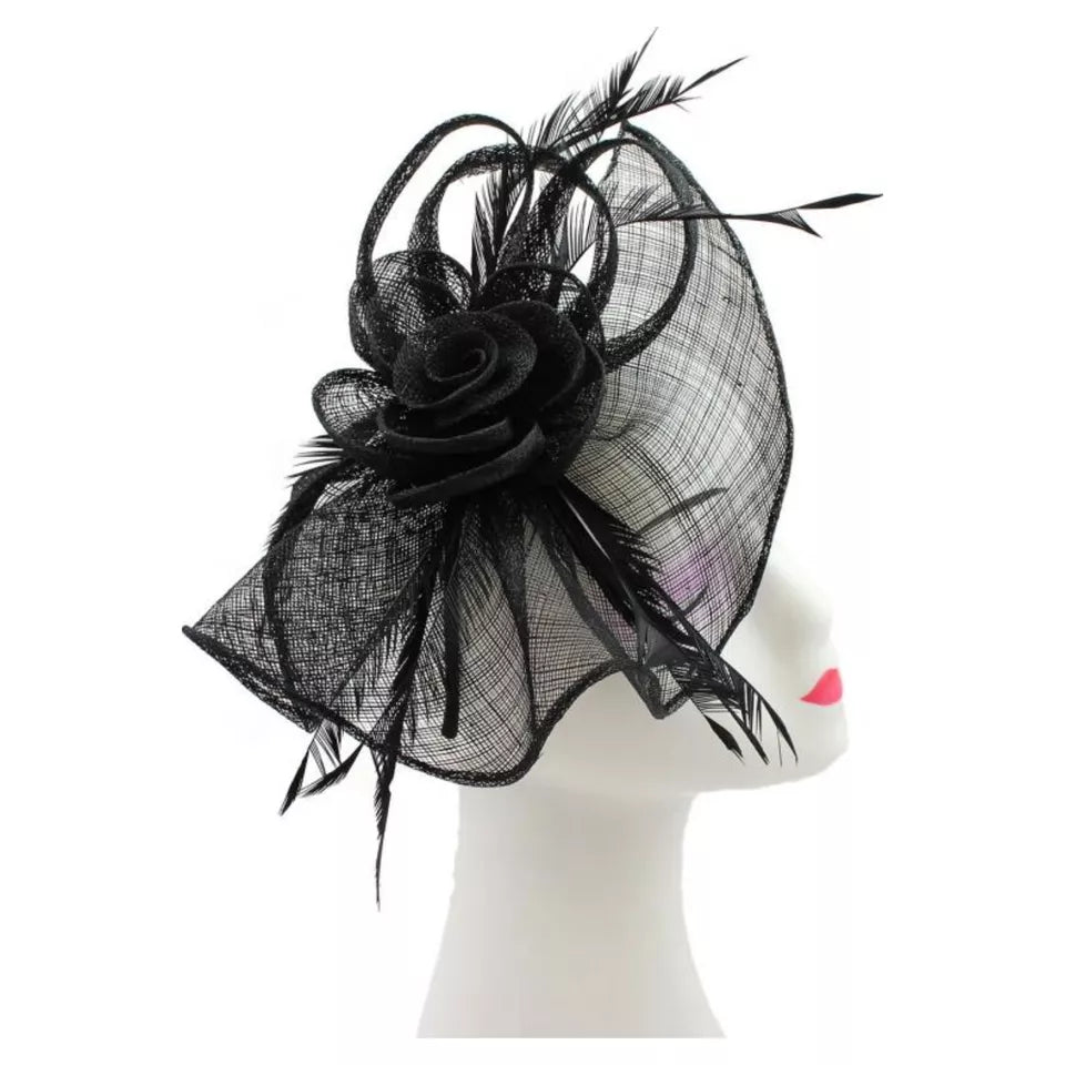 Sinamay Flower Fascinator Headband Clip Teardrop Wedding Hat Races Royal Ascot