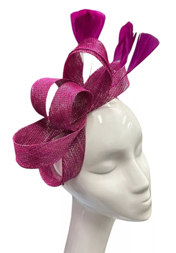 Elegant Cerise Pink Sinamay Bow Fascinator
