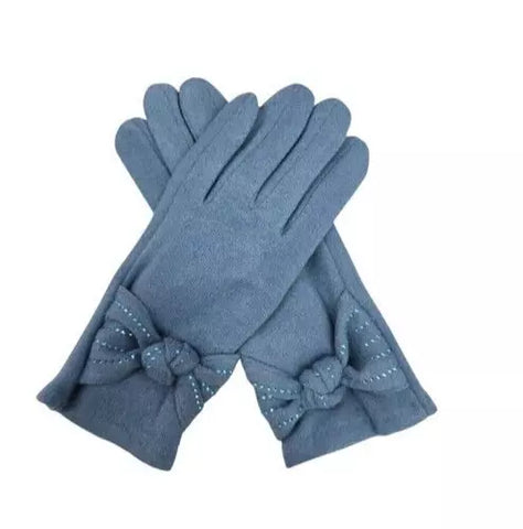 Women's Winter Gloves, Fashion Fleece Lined Thermal Cosy Warm Gloves with Nice Bow, Women's Cashmere bend Touch Screen Glove