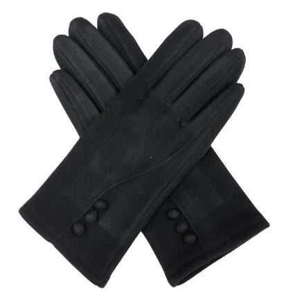 Women's Winter Fashion Gloves Cashmere Blend Warm Soft Comfy Lined Thermal Buttons Gloves