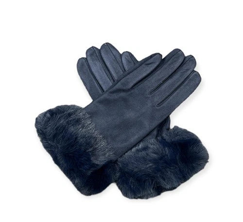 Women's Luxury Faux Suede Gloves Fleece Lined Thermal Soft Faux Fur Winter Warm Gloves