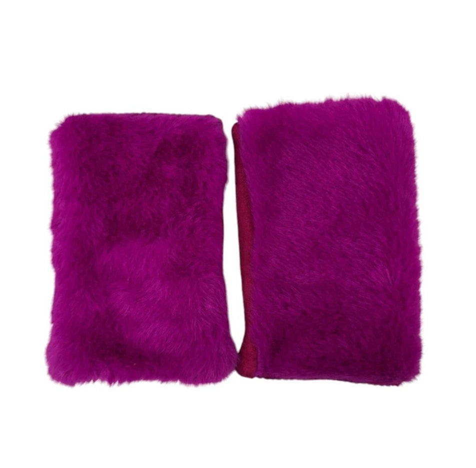 Women's Winter Fingerless Faux Suede Fur Gloves Mittens Soft Warm Fleece Lined UK