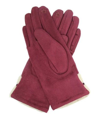 Women's Fleece Lined Cosy Winter Warm Gloves Ladies Faux Fur Cuffs Pom Pom Glove