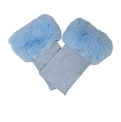 Women's Faux Suede Fingerless Gloves Fur Soft Warm Fleece Lined Mittens Gloves