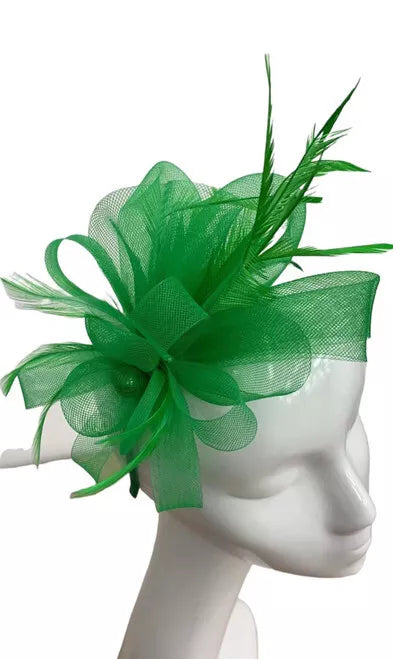 Looped Mesh Flower Feathers Pearl Fascinator Headband Alice band Wedding Ladies Day Royal Ascot Race