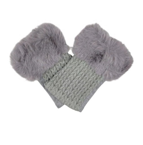 Women's Ladies Winter Fingerless Gloves Suede Fur Mittens Soft Warm Fleece Lined