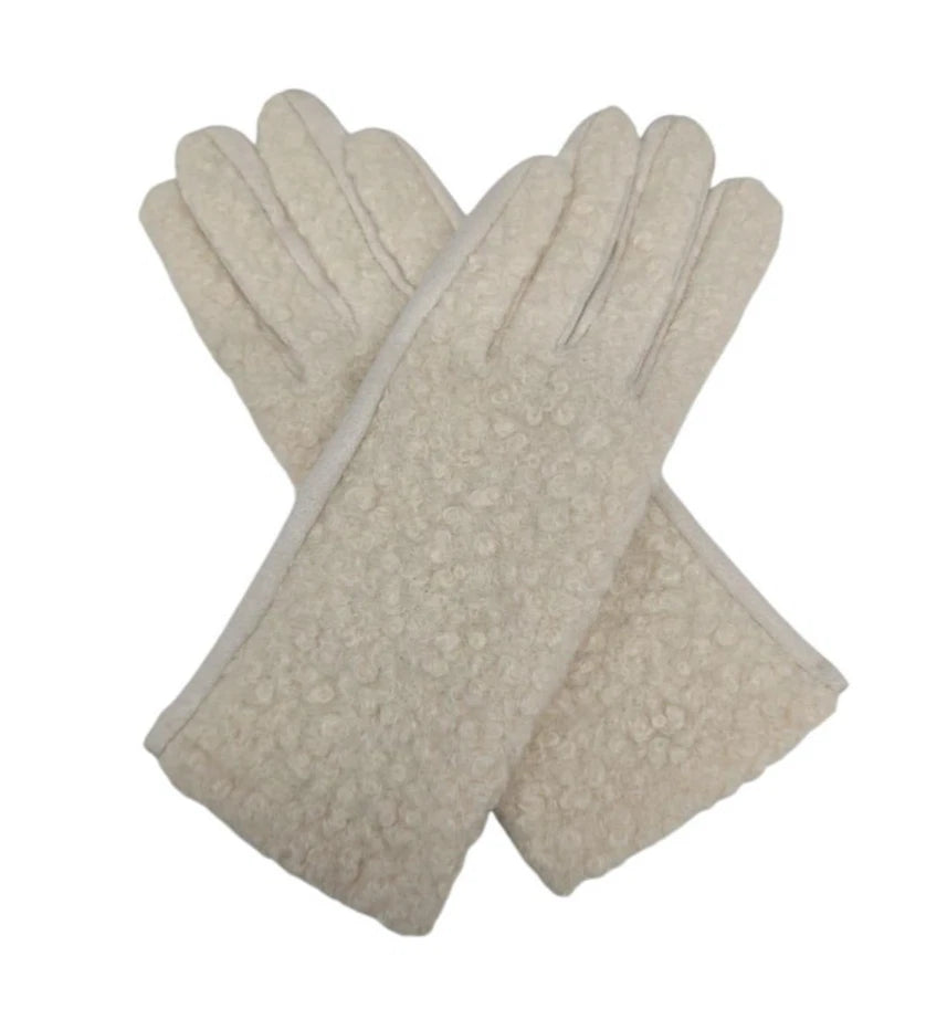 Women's Fashion Gloves Plain Grassy Pattern Soft Warm Winter Gloves Touchscreen