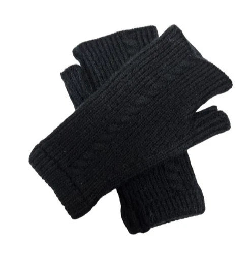 Women's Half Finger/Fingerless Gloves Cashmere Blend Cable Knit Winter Wool Gloves Mittens