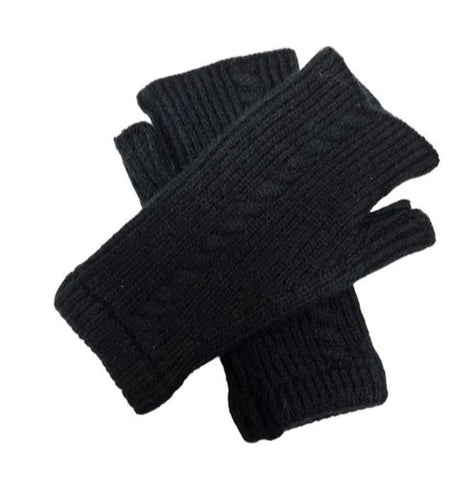 Women's Half Finger/Fingerless Gloves Cashmere Blend Cable Knit Winter Wool Gloves Mittens