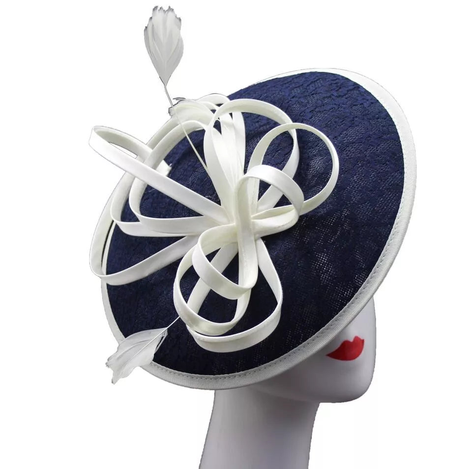 Satin Loops Hatinator Wedding Fascinator Headband Clip Circle Hat Races Royal Ascot
