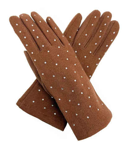 Women's Luxury Fashion Gloves Fleece Soft Winter Warm Rhinestone Detail Touch Screen Gloves