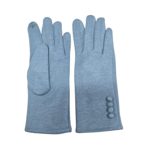 Women Winter Fashion Gloves Buttons Cashmere Blend Ladies Soft Cozy Warm Gloves