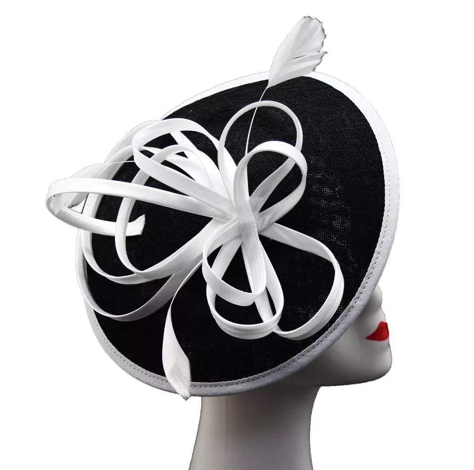 Satin Loops Hatinator Wedding Fascinator Headband Clip Circle Hat Races Royal Ascot