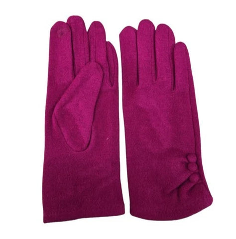 Women Plain Gloves Soft Comfy Lined Cosy Warm Winter Gloves Buttons Touch Screen