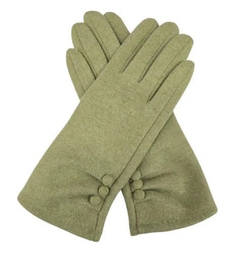 Women Plain Gloves Soft Comfy Lined Cosy Warm Winter Gloves Buttons Touch Screen