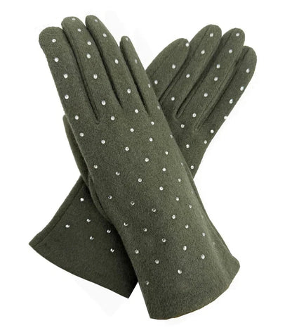 Women's Luxury Fashion Gloves Fleece Soft Winter Warm Rhinestone Detail Touch Screen Gloves