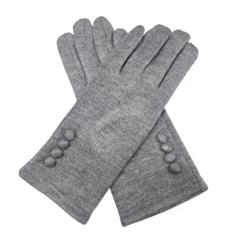 Women Winter Fashion Gloves Buttons Cashmere Blend Ladies Soft Cozy Warm Gloves