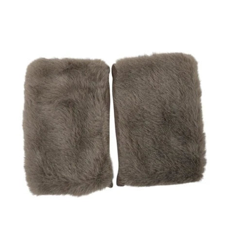 Women's Winter Fingerless Faux Suede Fur Gloves Mittens Soft Warm Fleece Lined UK