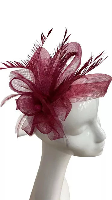 Looped Mesh Flower Feathers Pearl Fascinator Headband Alice band Wedding Ladies Day Royal Ascot Race