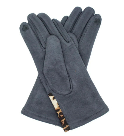 Women's Fleece Lined Fashion Gloves Leopard Print Cuffs Winter Warm Cosy Gloves