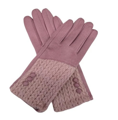 Women's Winter Gloves Buttons Pattern Cashmere Blend Soft Cozy Warm Ladies Fashion Gloves