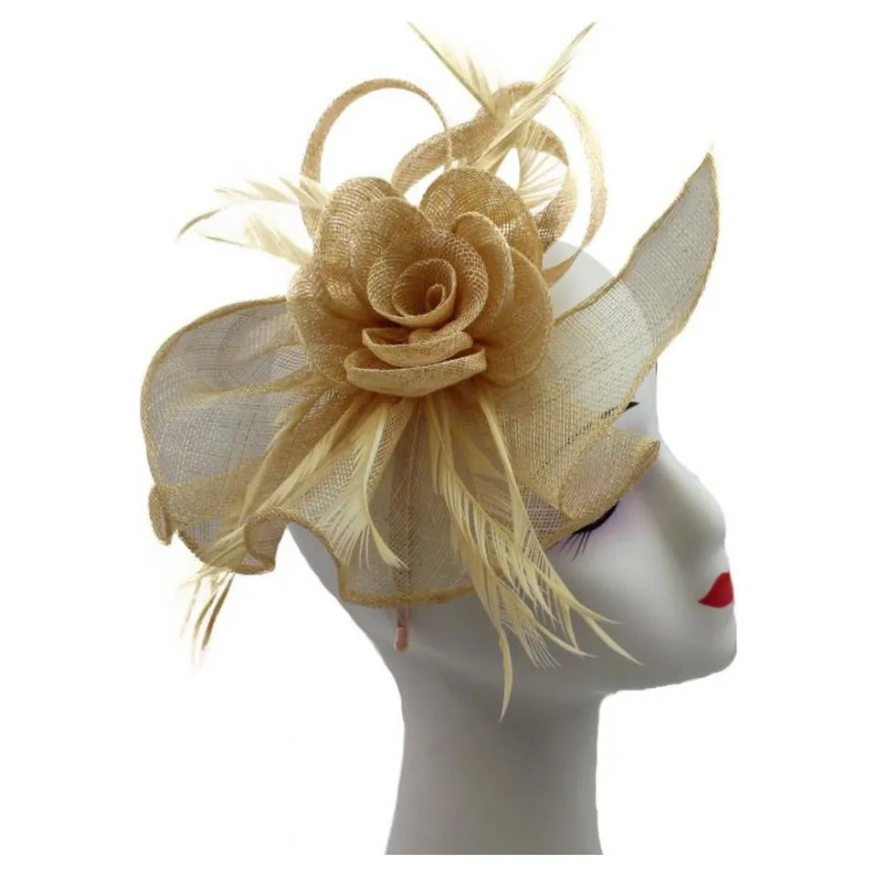 Sinamay Flower Fascinator Headband Clip Teardrop Wedding Hat Races Royal Ascot