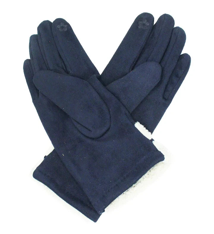 Women's Fleece Lined Cosy Winter Warm Gloves Ladies Faux Fur Cuffs Pom Pom Glove
