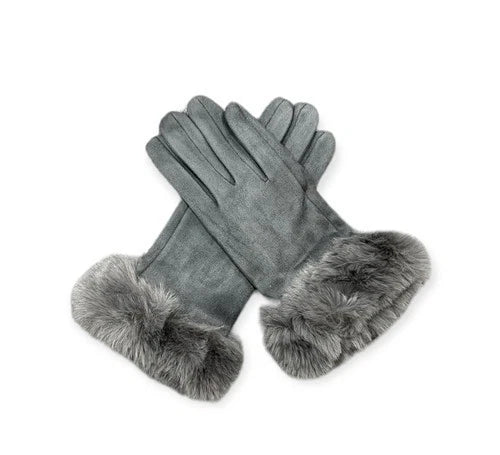 Women's Luxury Faux Suede Gloves Fleece Lined Thermal Soft Faux Fur Winter Warm Gloves