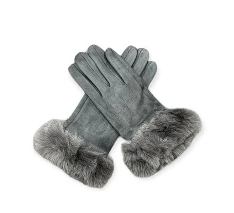 Women's Luxury Faux Suede Gloves Fleece Lined Thermal Soft Faux Fur Winter Warm Gloves