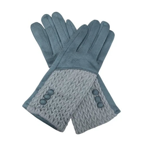 Women's Winter Gloves Buttons Pattern Cashmere Blend Soft Cozy Warm Ladies Fashion Gloves