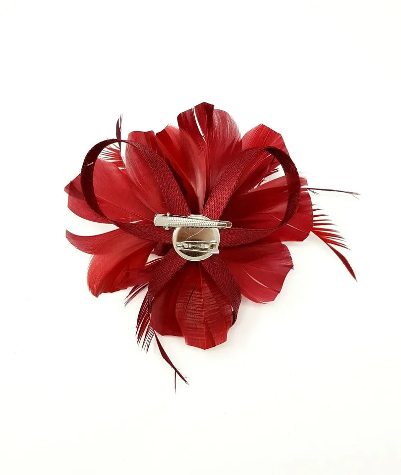 Small Flower Fascinator Hair Clip Feathers Mini Top Hat Wedding Royal Ascot Race