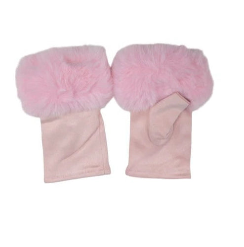 Women's Faux Suede Fingerless Gloves Fur Soft Warm Fleece Lined Mittens Gloves